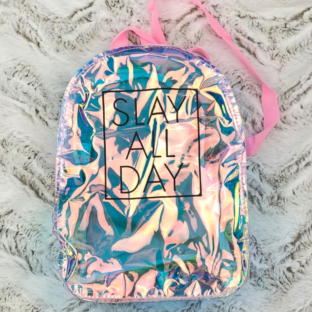 Iridescent Mini Backpack “Slay All Day”